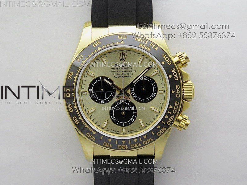 Daytona 126518 QF Gain Weight 1:1 Best Edition Gold Dial Black Subdial Sticks Markers on Oysterflex Strap SH4131 V11