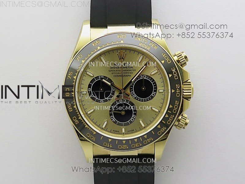 Daytona 126518 YG AR+F 1:1 Best Edition Gold Dial on Oysterflex Rubber Strap SA4131