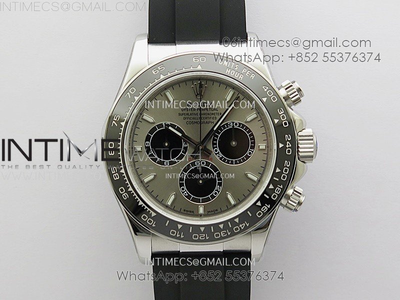 Daytona 126519 904L SS ESF 1:1 Best Edition Gray Dial Stick Markers on Rubber Strap A4131 Mod