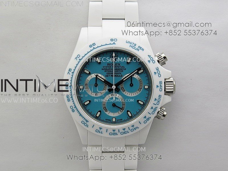 Daytona AET White Solid Nano Ceramic Case and Bracelet N6F 1:1 Best Edition Abu Dhabi Blue Dial On DD4801