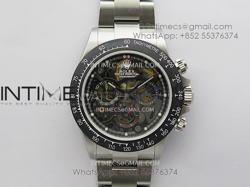 Daytona Arolla Challenge Carbon Bezel SS Sonic Best Edition Skeleton Dial On SS Oyster Bracelet Super Clone SA4130