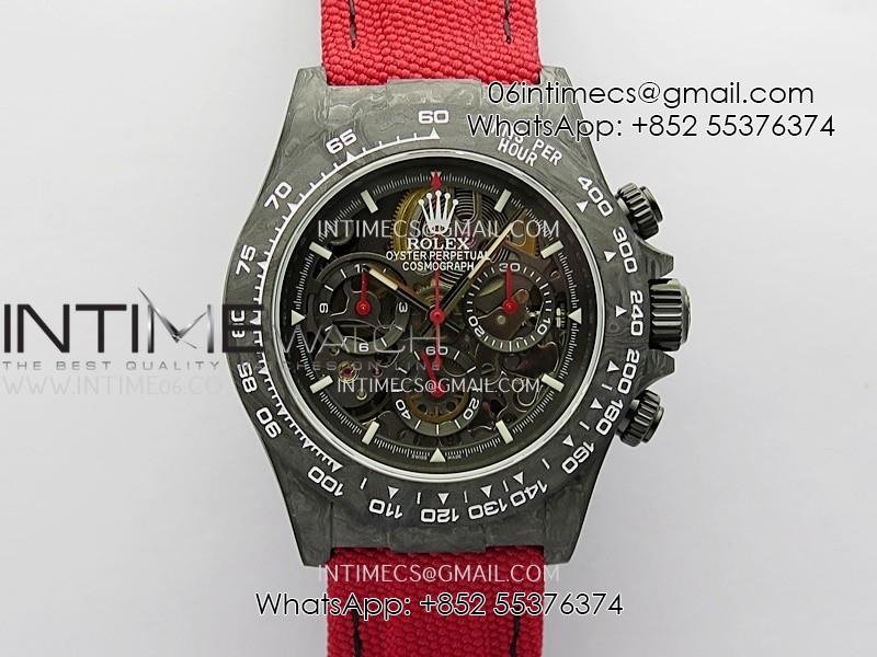 daytona-diw-carbon-red-handset-getf-best-edition-skeleton-dial-on-red-nylon-strap-sa4130.jpg Daytona DIW Carbon Red Handset GETF Best Edition Skeleton Dial On Red Nylon Strap SA4130 - Image 1