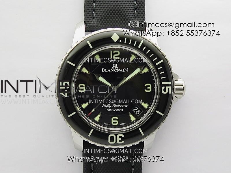 fifty-fathoms-ss-zf-11-best-edition-black-dial-on-black-sail-canvas-strap-a2836.jpg Fifty Fathoms SS ZF 1:1 Best Edition Black Dial On Black Sail-canvas Strap A2836 - Image 1