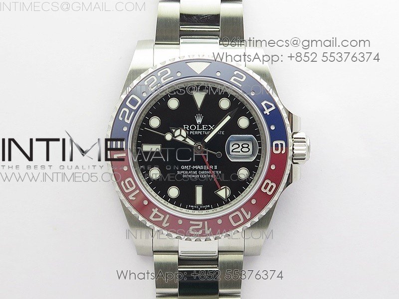GMT-Master II 116719 BLNR Red/Blue Ceramic 904L VRF 1:1 Best Edition Black Dial On Oyster Bracelet SA3186 V3 (CF Bezel)