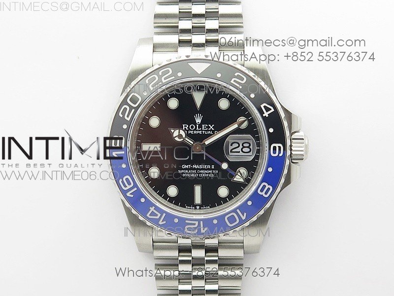 GMT-Master II 126710 Black/Blue Ceramic Bezel 904L SS GMF 1:1 Best Edition Black Dial on 904L Jubilee Bracelet A3285