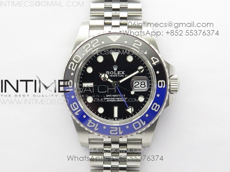GMT-Master II 126710 Black/Blue Ceramic Bezel 904L SS GMF 1:1 Best Edition Black Dial on 904L Jubilee Bracelet VR3285 V5
