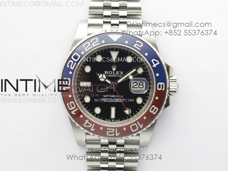 GMT-Master II 126710 BLRO Blue/Red Ceramic C+F 1:1 Best Edition Black Dial on Jubilee Bracelet SH3285 CHS