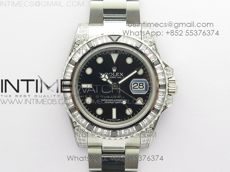 GMT Master II 126710 White/Black T Crystal BP Best Edition Black Dial On SS Bracelet  3186 CHS