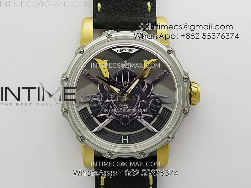 hankham-samurai-two-tone-on-black-leather-strap-miyota-8215.jpg Hankham Samurai Two Tone on Black Leather Strap MIYOTA 8215 - Image 1