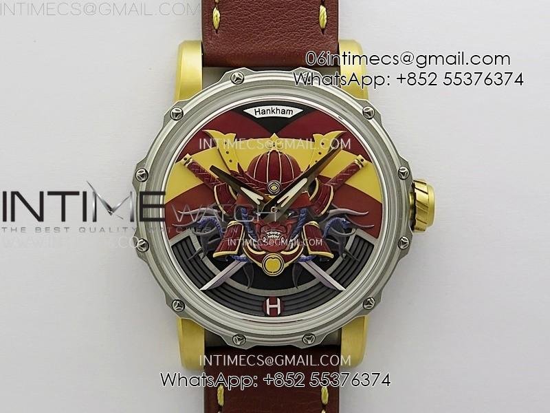 hankham-samurai-two-tone-on-brown-leather-strap-miyota-8215.jpg Hankham Samurai Two Tone on Brown Leather Strap MIYOTA 8215 - Image 1