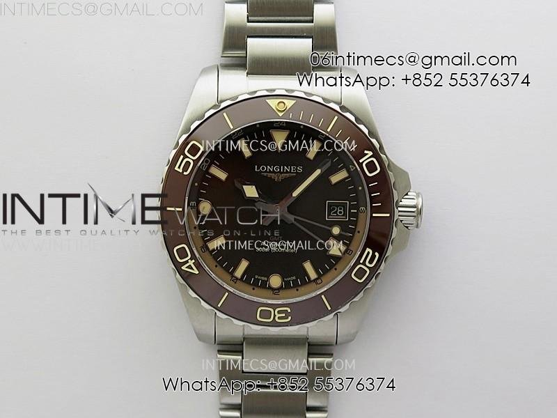 hydroconquest-l37904-43mm-ss-brown-ceramic-bezel-etc-1-1-best-edition-brown-dial-on-ss-bracelet-a2836.jpg Hydroconquest L3.790.4 43mm SS Brown Ceramic Bezel ETC 1:1 Best Edition Brown Dial on SS Bracelet A2836 - Image 1
