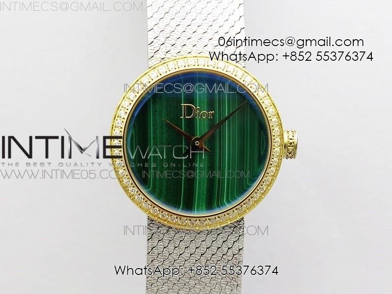 la-d-de-dior-satine-ss-yg-case-5055f-1-1-best-edition-malachite-on-ss-bracelet-swiss-quartz.jpg La d de dior satine SS/YG Crystal Bezel 8848F 1:1 Best Edition Malachite on SS bracelet Swiss Quartz - Image 1