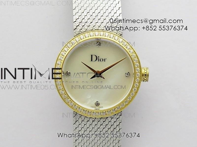 la-d-de-dior-satine-ss-yg-case-5055f-1-1-best-edition-white-mop-dial-on-ss-bracelet-swiss-quartz.jpg La d de dior satine SS/YG Crystal Bezel 8848F 1:1 Best Edition White MOP Dial on SS bracelet Swiss Quartz - Image 1