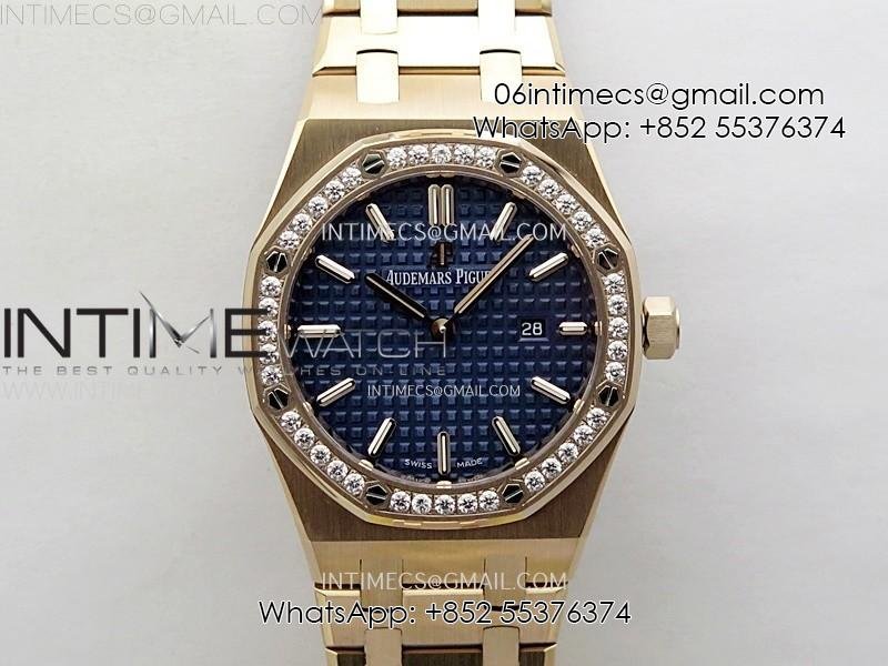 lady-royal-oak-33mm-67651-diamonds-bezel-rg-zf-1-1-best-edition-blue-textured-dial-on-rg-bracelet-ronda-quartz.jpg Lady Royal Oak 33mm 67651 Diamonds Bezel RG ZF 1:1 Best Edition Blue Textured Dial on RG Bracelet RONDA Quartz - Image 1