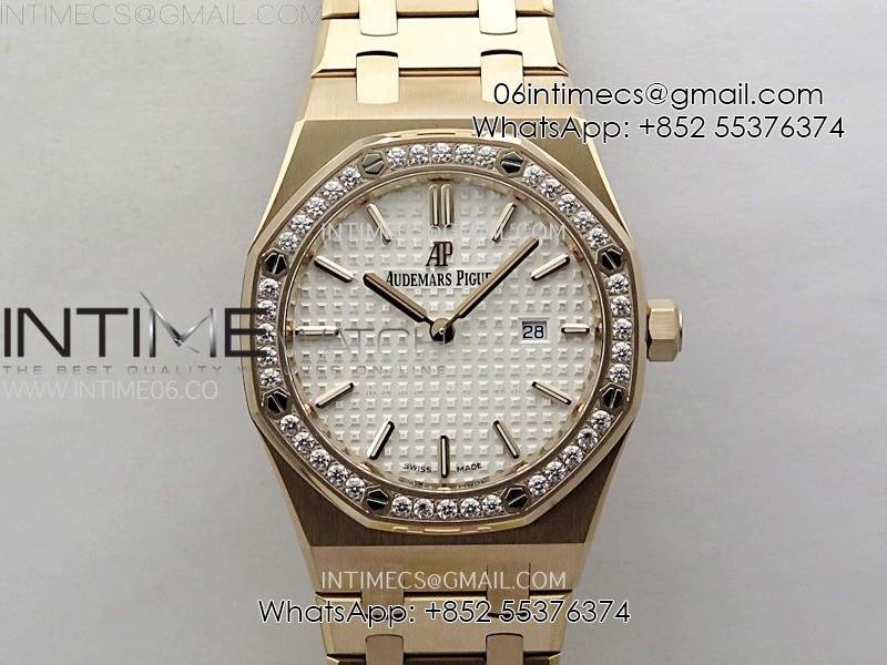 lady-royal-oak-33mm-67651-diamonds-bezel-rg-zf-1-1-best-edition-white-textured-dial-on-rg-bracelet-ronda-quartz.jpg Lady Royal Oak 33mm 67651 Diamonds Bezel RG ZF 1:1 Best Edition White Textured Dial on RG Bracelet RONDA Quartz - Image 1
