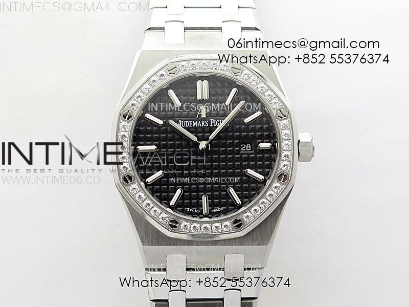 lady-royal-oak-33mm-67651-diamonds-ss-zf-1-1-best-edition-black-textured-dial-on-ss-bracelet-ronda-quartz.jpg Lady Royal Oak 33mm 67651 Diamonds SS ZF 1:1 Best Edition Black Textured Dial on SS Bracelet RONDA Quartz - Image 1