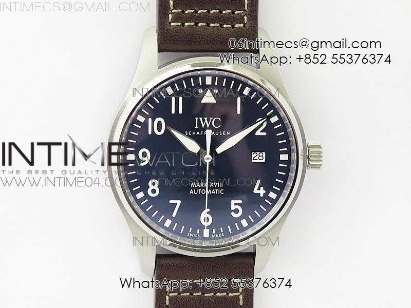 Mark XVIII IW327010 SS M+F 1:1 Best Edition Blue Dial on Brown Leather Strap A2892 (Free Nylon Strap)