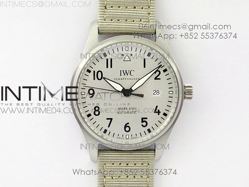 Mark XVIII IW327012 SS M+F 1:1 Best Edition White Dial on White Nylon Strap A2892 (Free Nylon Strap)