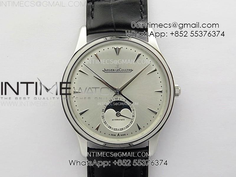 Master Ultra Thin Moon 1368420 SS ZF 1:1 Best Edition White Dial on Black Leather Strap V3 SA925 Super Clone