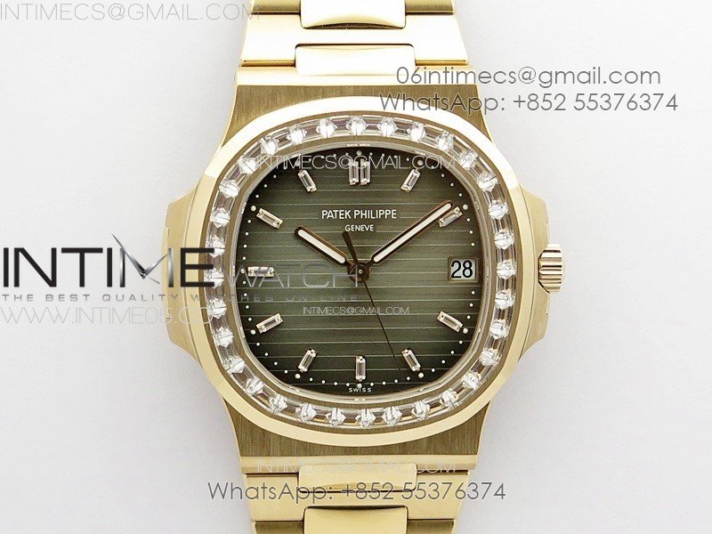 Nautilus 5711/1R T Crystal Bezel PPF V4 1:1 Best Edition Brown Textured Dial on RG Bracelet 324CS