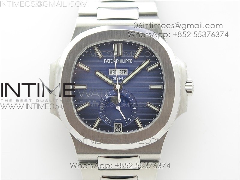 NAUTILUS 5726/1A-014 SS GRF 1:1 BEST EDITION BLUE DIAL WORKING ANNUAL CALENDARON SS BRACELET A.324
