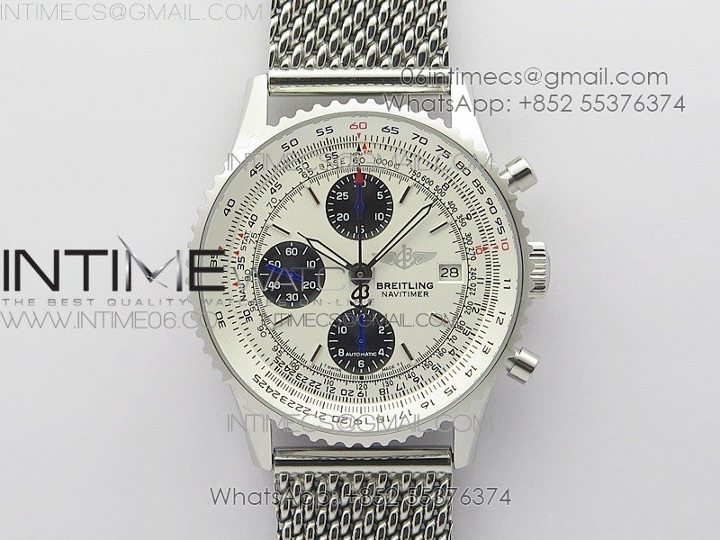 Navitimer 1 41mm SS B50 White Dial Black Subdial on SS Bracelet A7750