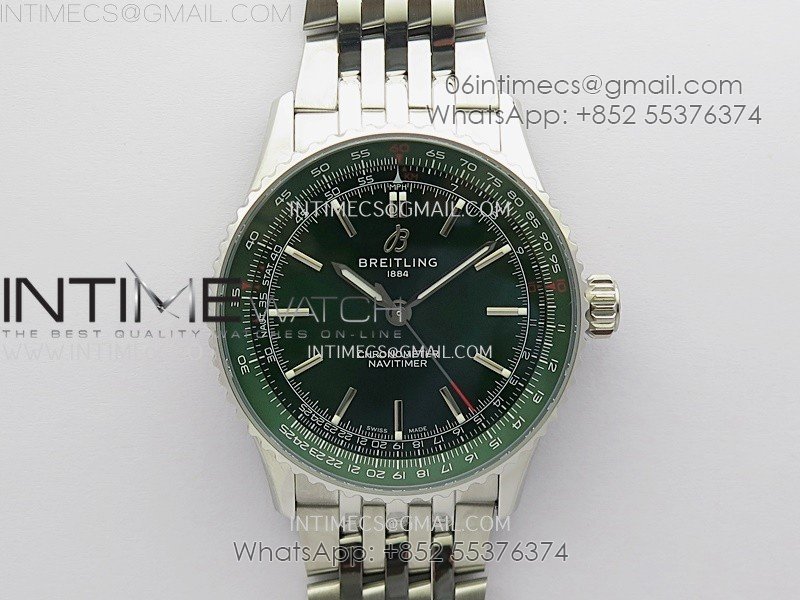 Navitimer 1 Automatic 41mm SS BLSF 1:1 Best Edition Green Dial on SS Bracelet A2824
