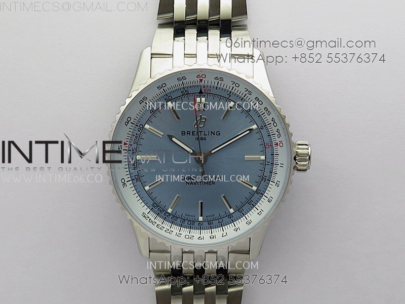 Navitimer 1 Automatic 41mm SS BLSF 1:1 Best Edition Ice Blue Dial on SS Bracelet A2824