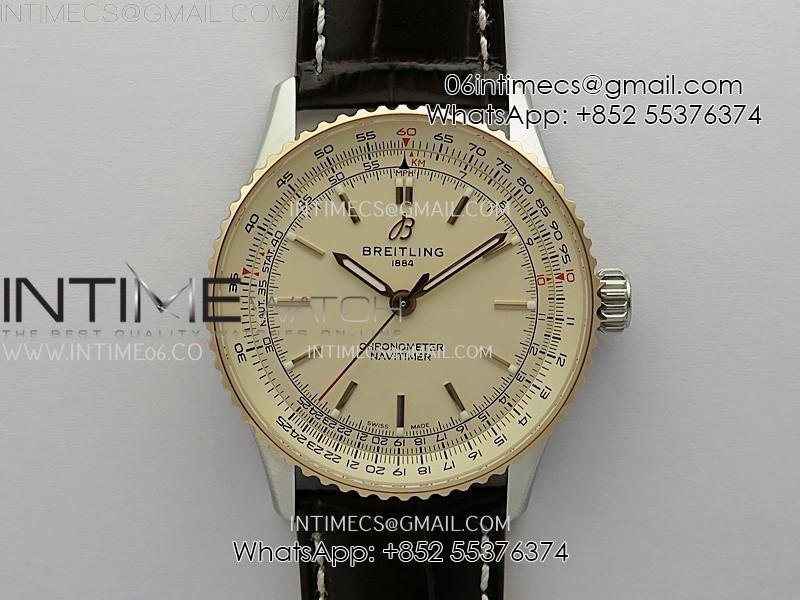 navitimer-1-automatic-41mm-ss-rg-blsf-1-1-best-edition-white-dial-on-brown-leather-strap-a2824.jpg Navitimer 1 Automatic 41mm SS/RG BLSF 1:1 Best Edition White Dial on Brown Leather Strap A2824 - Image 1