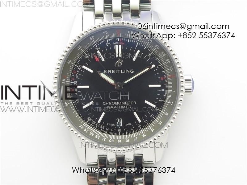 navitimer-1-kor-38mm-ss-black-dial-on-ss-bracelet-a2824.jpg Navitimer 1 KOR 38mm SS Black Dial on SS Bracelet A2824 - Image 1