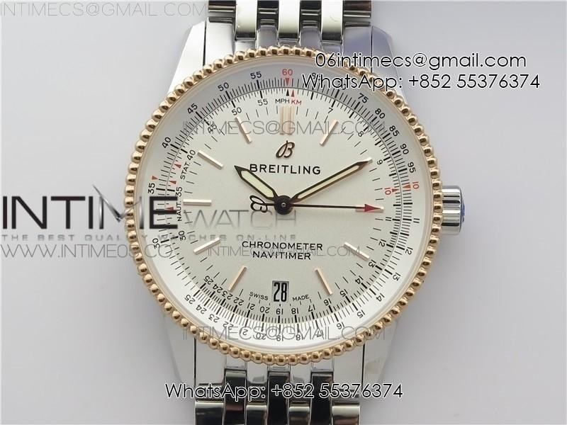 Navitimer 1 KOR 38mm SS/RG White Dial on SS Bracelet A2824