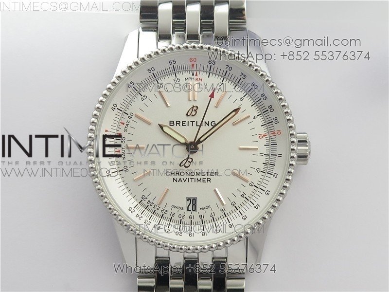 Navitimer 1 KOR 38mm SS White Dial on SS Bracelet A2824