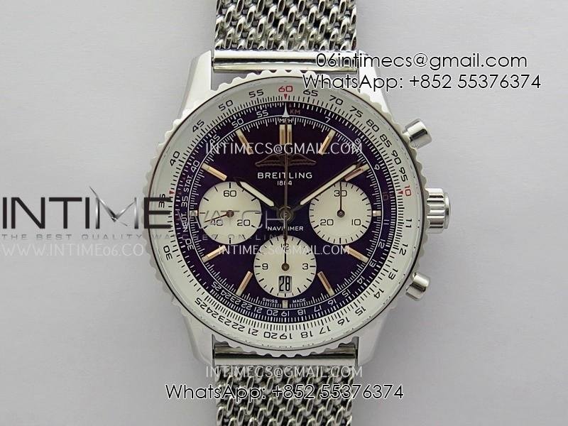 navitimer-b01-43mm-ss-b50-best-edition-purple-dial-white-subdial-on-ss-bracelet-a7750.jpg Navitimer B01 43mm SS B50 Best Edition Purple Dial White Subdial On SS Bracelet A7750 - Image 1