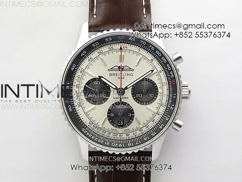 navitimer-b01-43mm-ss-b50-best-edition-silver-dial-black-subdial-on-brown-leather-strap-a7750.jpg Navitimer B01 43mm SS B50 Best Edition Silver Dial Black Subdial On Brown Leather Strap A7750 - Image 1