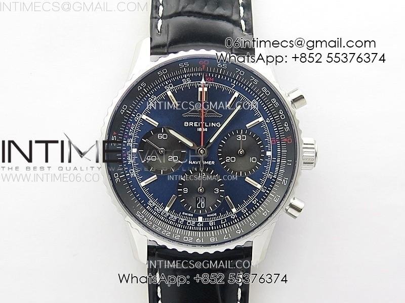navitimer-b01-43mm-ss-blsf-1-1-best-edition-blue-dial-green-subdials-on-black-leather-strap-a7750.jpg Navitimer B01 43mm SS BLSF 1:1 Best Edition Blue Dial Green Subdials On Black Leather Strap A7750 - Image 1