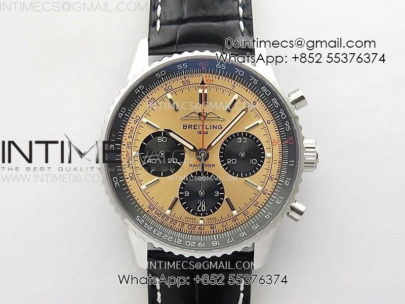 navitimer-b01-43mm-ss-blsf-1-1-best-edition-rg-dial-black-subdial-on-black-leather-strap-a7750.jpg Navitimer B01 43mm SS BLSF 1:1 Best Edition RG Dial Black Subdial On Black Leather Strap A7750 - Image 1