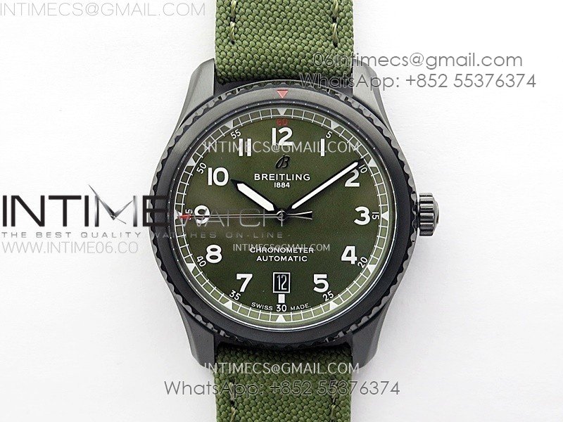 Navitimer8 A17314 DLC TF 1:1 Best Edition Green dial On Green Leather Strap A2824