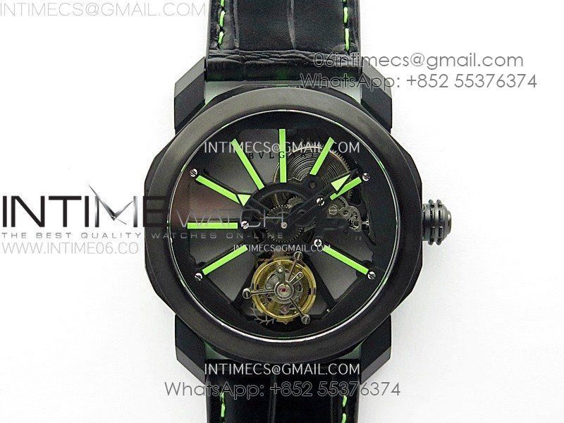 Octo 102910 PVD AXF Best Edition Skeleton Dial on Brown Leather Strap Asian BVL206 Tourbillon Movement