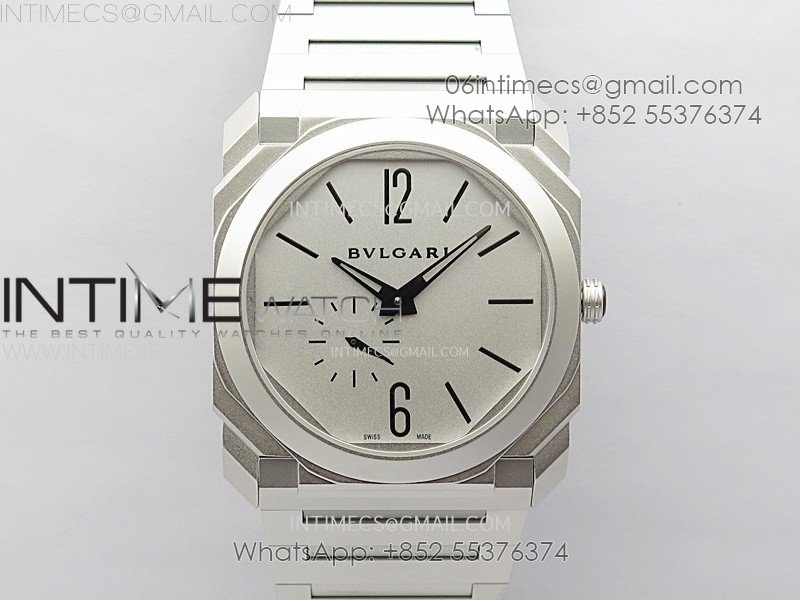 Octo Finissimo Satin-polished steel BVF 1:1 Best Edition Silver Dial on Satin-polished steel Bracelet Asian Micro Rotor Movement