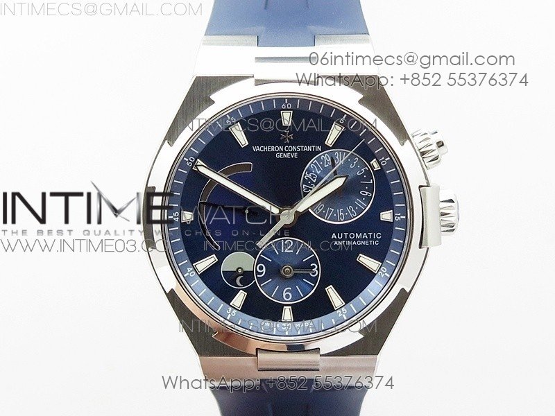 Overseas Dual Time Power Reserve TWA Best Edition Blue Dial on Blue Rubber Strap A1222