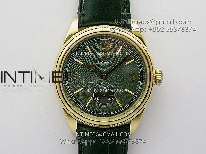 Perpetual 1908 52509 39mm YG 8+F Green Dial On Green Leather Strap A7140