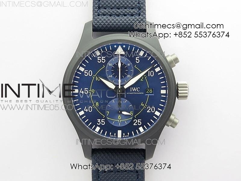 Pilot Chrono Blue Angels Black Ceramic ZF Best Edition on Blue Leather Strap A7750