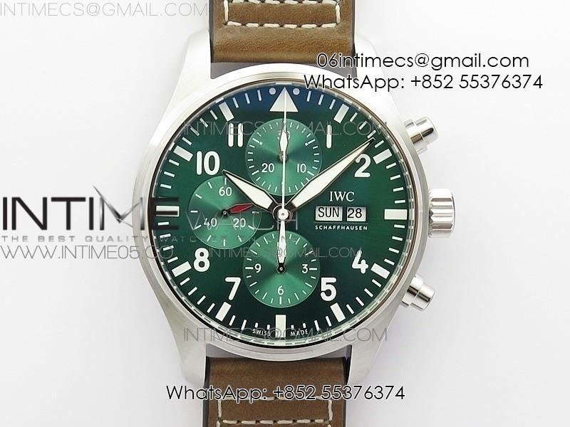pilot-chrono-spitfire-iw3777-green-ss-zf-1-1-best-edition-green-dial-on-brown-leather-strap-a7750.jpg Pilot Chrono Spitfire IW377726 SS ZF 1:1 Best Edition Green Dial on Brown Leather Strap A7750 - Image 1