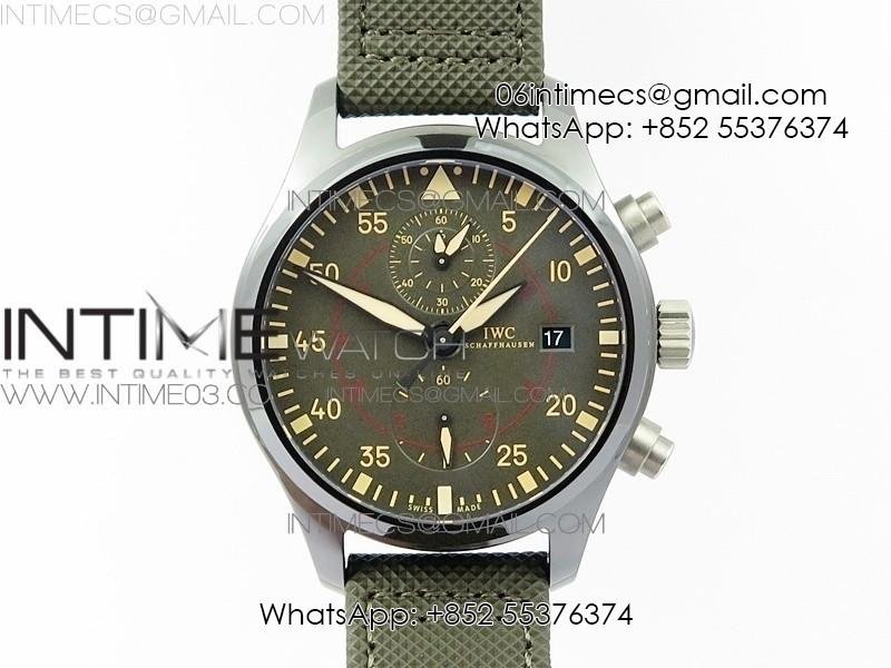 PILOT IW389001 ZF 1:1 Best Edition Ceramic Case Green Dial on Green Nylon Strap A7750 (function same as genuine)