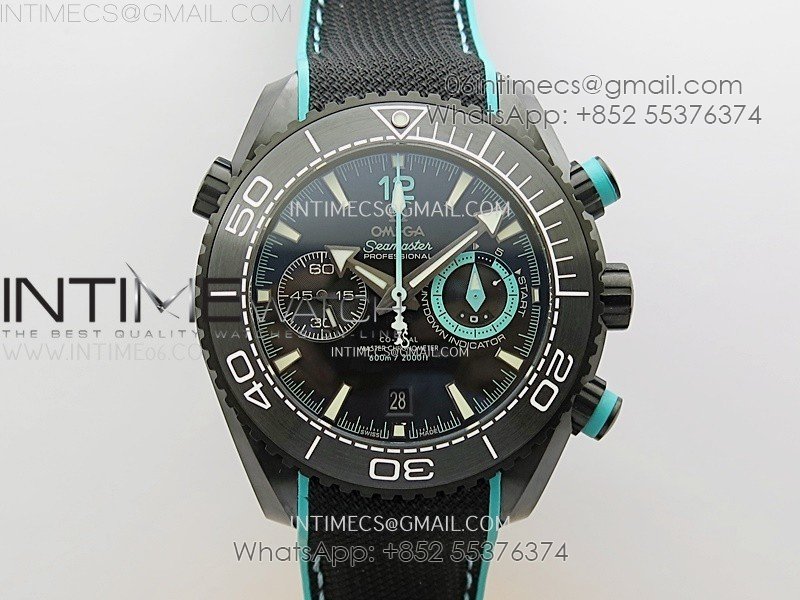 Planet Ocean Master Chrono Deep Black Ceramic SCF 1:1 Best Edition Black Dial on Black Rubber Strap A9900