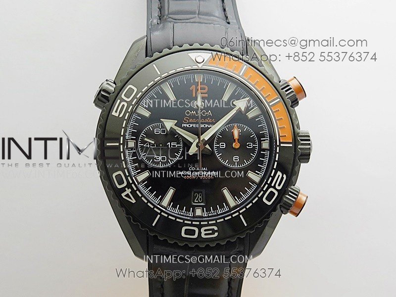 Planet Ocean Master Chronometer Black/Orange Ceramic Bezel DLC VRF 1:1 Best Edition Black Dial On Black Rubber Strap A9900