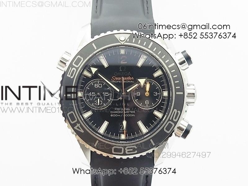Planet Ocean Master Chronometer Chrono SS OM 1:1 Best Edition Black Dial on Black Orange Strap A9300