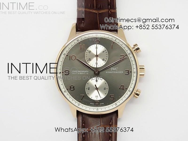 portuguese-40mm-chrono-rg-gray-dial-sliver-subdial-on-leather-strap-a7750.jpg Portuguese 40mm Chrono RG Gray Dial Sliver Subdial on Leather Strap A7750 - Image 1