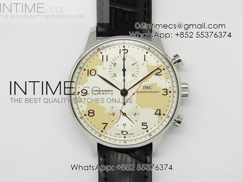 portuguese-40mm-chrono-ss-map-dial-on-leather-strap-a7750.jpg Portuguese 40mm Chrono SS Map Dial on Leather Strap A7750 - Image 1