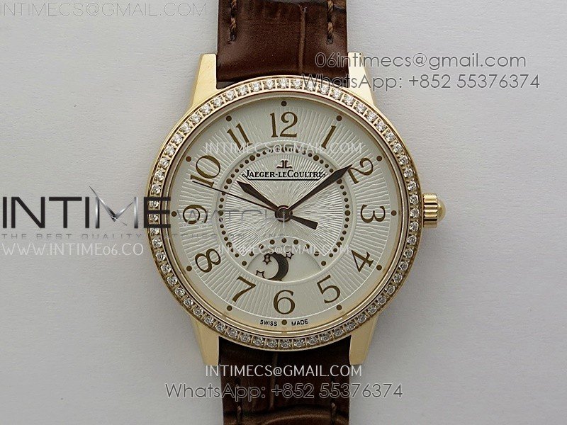 Rendez-Vous Night and Day Diamond Bezel RG APSF 1:1 Best Edition White Textured Dial SS Bezel on Brown Strap Super Clone A898